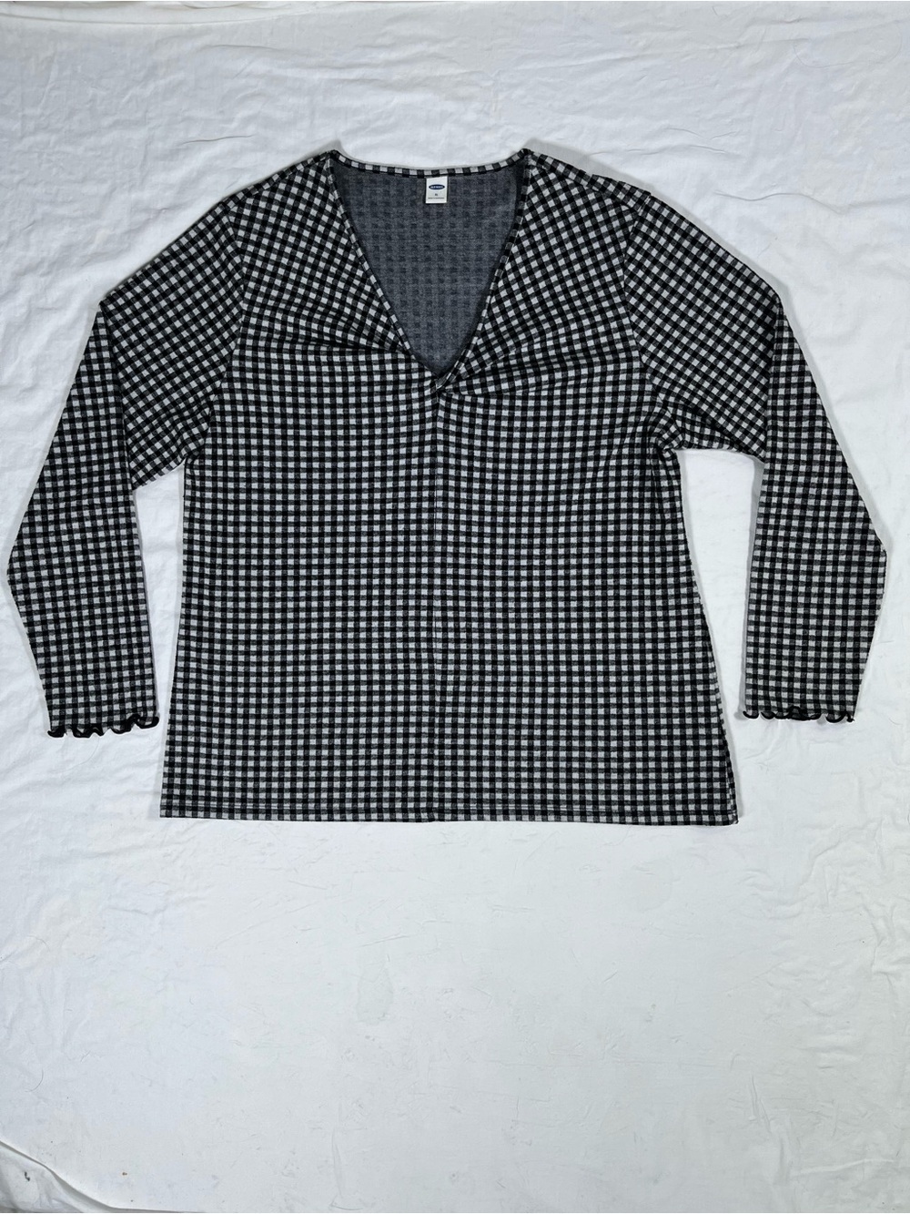 Old Navy Black & White Gingham V-Neck Women’s Top Twist Knot Extra Large - Picture 1 of 14